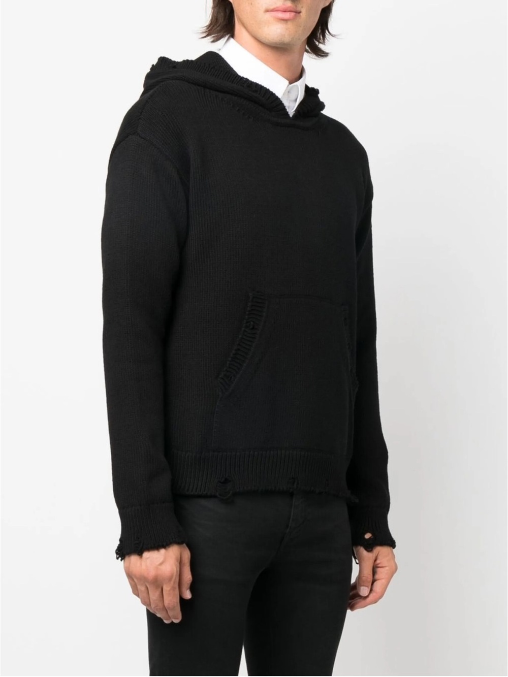 Saint Laurent Distressed Knitted Hoodie Men’s